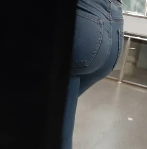 Blonde girl with a great ass in tight jeans