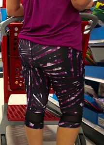 Milf shopping at Target in patterned leggings