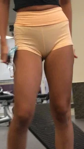Hot Skinny Girl in Mini-Shorts Gym Workout Candid - Sexy Booty