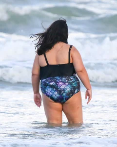 Extra thick girl at the beach in a bikini