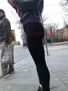 Sexy street candid girl in leggings