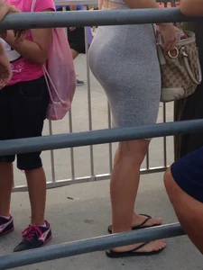 Giant Butt in Grey Dress Street Creepshot