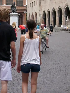 Very Skinny Candid Girl in Shorts, Street Creepshot