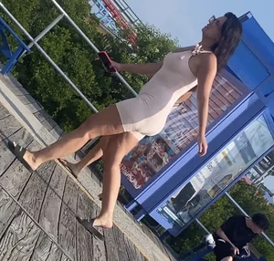 Pawg in sexy tan bodysuit on boardwalk(ALL OC)