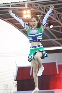 Bunch of athletic Thai cheerleaders at a competition