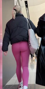 Hot pink leggings in the mall