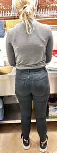 Blonde Worker with Big Ass Tight Black Jeans  (not OC)