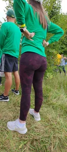 Thin Milf in purple yogas (hint of VPL)