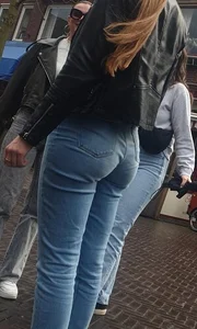 Various hot butts in tight jeans on the street and inside cafes, some teens too