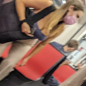 A Masked Girl in Pants in a Public Train Creepshots Gallery, Nice Ass