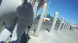 College Latina in gray leggings