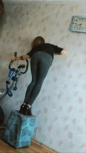 Candid Teen in Tight Grey Jeans And Boots on High Heels Climbing Onto a Box And Bending Over Home Creepshots