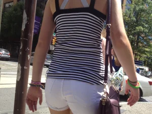 Philly girl with a nice ass in white shorts with vpl