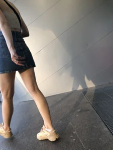 Sexy Candid Girl in a Denim Skirt And Sneakers With Hot Pale Legs Mall Creepshots Gallery