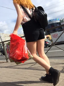 Hot Ginger In Shorts With Hot Legs in a Public Bus and on a Crosswalk Creepshots Gallery