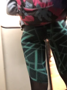 Hot Ass in Green Yoga Pants in Subway Train Closeup