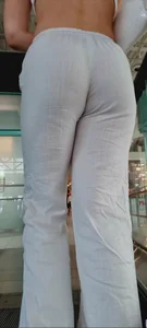 White pants, black thong  VTL