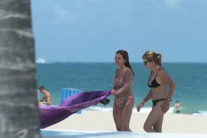 Big collection of various sexy girls on a beach in bikinis