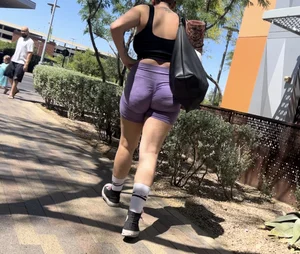 Latina jiggling in purple shorts after yoga (OC)