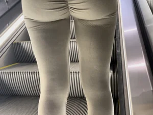 On the escalator Teen love her ass