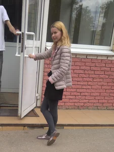 Cute Skinny Girl in Black Pantyhose