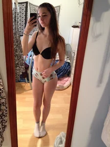 Cute Girl in Underwear Home Selfie in the Mirror