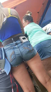 Great ass in jean shorts and hot long legs public pic
