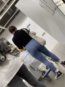 Big Ass Asian in Blue Leggings IKEA