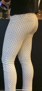 Fit asses!  White tight trousers + Skinny babe in black leggings