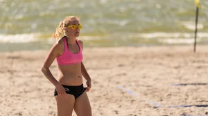 Beach volleyball babes in bikinis