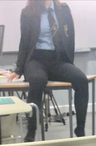 Skinny teens wearing skirts and tight pants