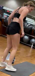 Thick slim teen showing off her incredible ass at the gym MUST SEE