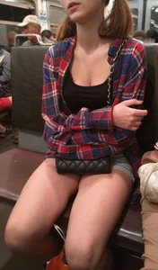 Train Candid Photo - Hot Redhead Teen with Amazing Legs