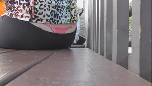 Teen booty in leggigns whail tail (pink thong)