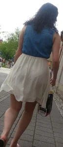 Candid Milf in a Seethrough Skirt Street Creepshot