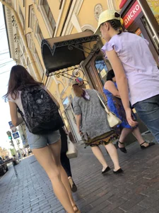 Long Skinny Legs in Sandals Street Creepshot