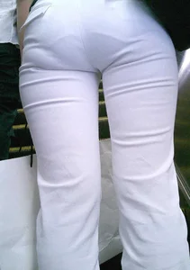 Chubby Ass in Tight White Pants VPL Closeup Creepshot