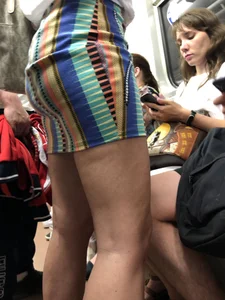 Stocky Milf in Sandals and Short Skirt Subway Train Creepshots