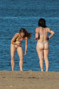 Ladies literally making out on beach