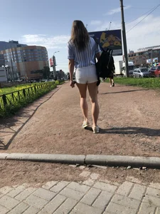 Girl With Awesome Muscular Body in White Shorts Street Creepshots Gallery