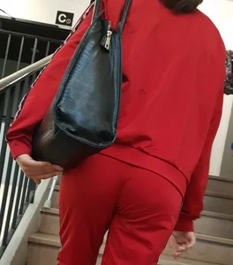 Latina teen with braces in red sweats with a nice booty and vtl