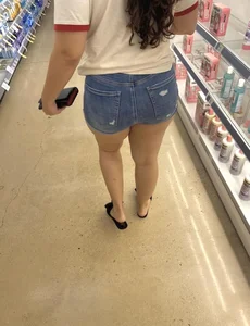 Same sexy little Latina with a nice round booty in jean shorts