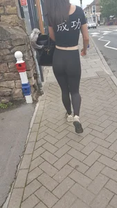 Sexy skinny brunette teen in see thru leggings with a black thong on