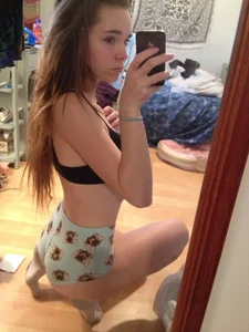 Cute Girl in Underwear Home Selfie in the Mirror