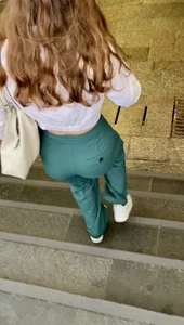 Bubble Butt In Green Pants (UP THE STAIRS + face shots)