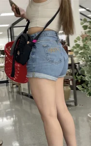 Cute Latina, and STACKED college girl w/ ass hanging out at Target
