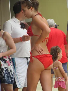 Sexy girl with a nice ass in a red bikini