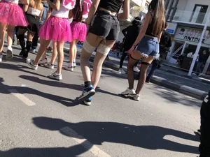 Carnival girls wearing pantyhose, spandex shorts, stockings, skirts and other outfits