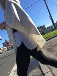 Blonde Girl With Fit Muscular Legs in Tight Black Jeans and Sneakers on a Crosswalk  - Street Creepshots Collection