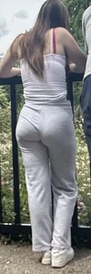 Pawg showing off her wedgie in ultra tight grey pants with her BF